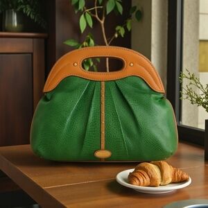 NINE WEST SOFT MUTED GREEN PYTHON SATCHEL BAG MEDIUM